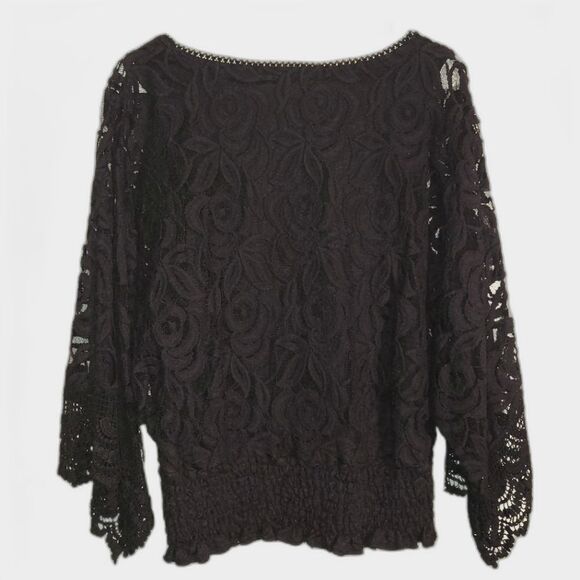 New Lauren Michelle Black Rose Dolman Sleeve Top Medium - Picture 4 of 9